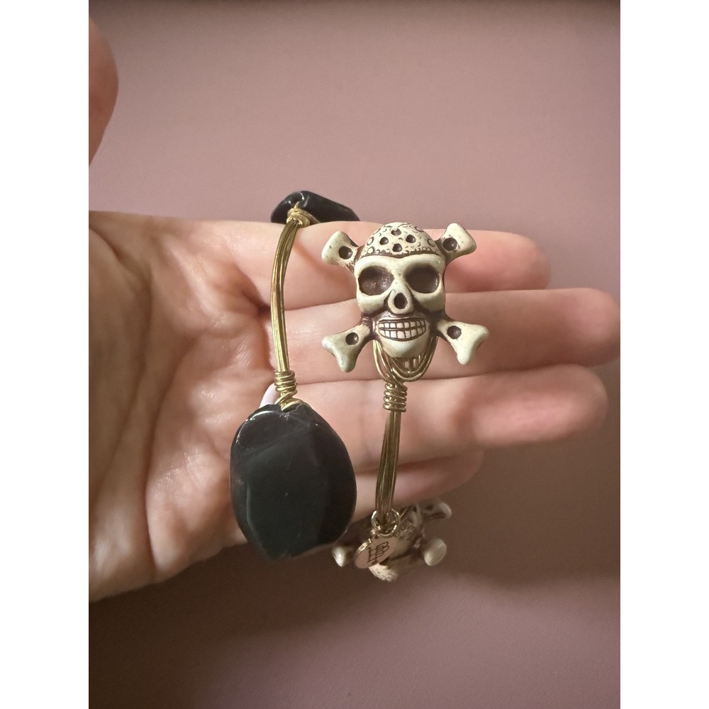 Bourbon and Bowties Set of 2  Bracelets Black Skull and Crossbones